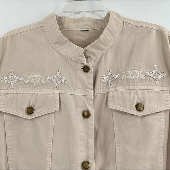 Caribbean Joe Antiqued Collection Short Beige Embroidered Rose Jacket Size 2XL - Picture 3 of 16